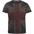 thumbnail image 1 of British Flag Union Jack Grunge Mens Ringer T Shirt Heather-Black MD, 1 of 1