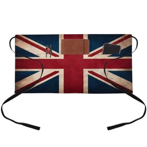 British Flag Waitress Apron with 3 Pockets, Vintage United Kingdom England Uk Flag Server Aprons Waterproof Kitchen Restaurant Half Waist Apron for Men Women
