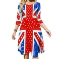 thumbnail image 1 of British Flag with Patterned Quilt Design-1 Sweetheart Knot Flared Dress Fashion Design Large Size Loose Dress Spring Summer Women Dress, 1 of 9