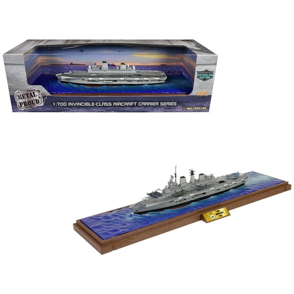 British HMS Invincible (R05) Aircraft Carrier Waterline Edition "Falklands War" (1982) British Royal Navy "Battleship" Series 1/700 Diecast Model by Metal Proud
