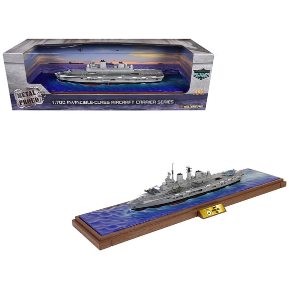 British HMS Invincible (R05) Aircraft Carrier Waterline Edition "Falklands War" (1982) Royal Navy "Battleship" Series 1/700 Diecast Model by Metal Proud