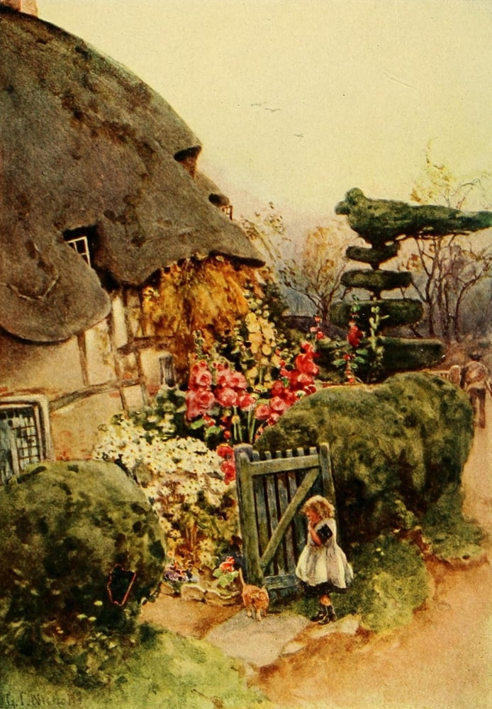 British Highways & Byways 1908 Cottage at Norton nr Evesham Canvas Art - George F Nicholls (24 x 36)