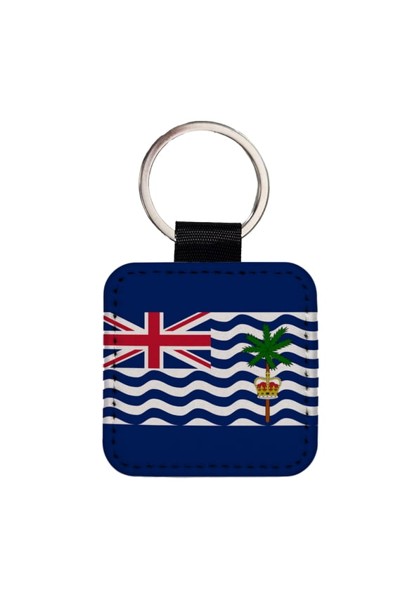 British Indian Ocean Territory Country Flag Faux Leather Square Keychain