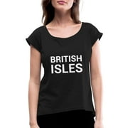 British Isles Style Women's Roll Cuff T-Shirt Rolled Sleeve Tee