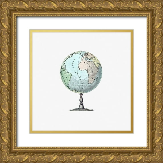 British Library 20x20 Gold Ornate Wood Framed with Double Matting Museum Art Print Titled - Vintage Victorian style atlas engraving