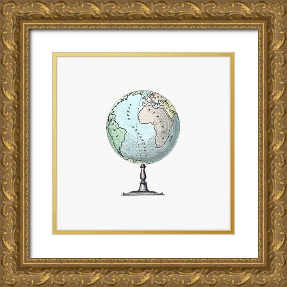 British Library 26x26 Gold Ornate Wood Framed with Double Matting Museum Art Print Titled - Vintage Victorian style atlas engraving