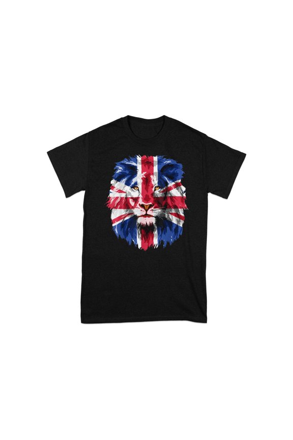 British Lion Pride T-Shirt, Union Jack Flag Lion Art, Patriotic Animal Graphic Tee, UK Wildlife Design Shirt, Bold Statement Apparel