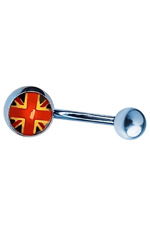 British Logo Flag Belly Navel Ring Blue Anodized Solid Titanium implant Grade14g