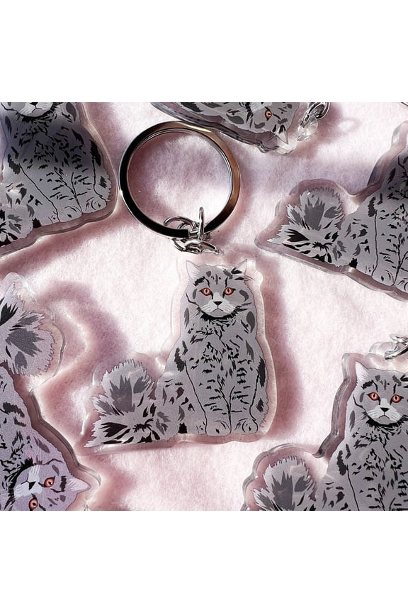 British Long Hair Keychain, Acrylic Keychain, Cat Keychain, Original Artwork Keychain (1 keychain)