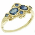 thumbnail image 1 of British Made 14k Yellow Gold Natural Sapphire Womens Cluster Ring - Size 5.75, 1 of 5