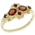thumbnail image 1 of British Made 14k Yellow Gold Real Genuine Garnet Womens Band Ring - Size 7, 1 of 6