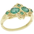 thumbnail image 1 of British Made 9k Yellow Gold Natural Emerald Womens Band Ring - Size 5, 1 of 6