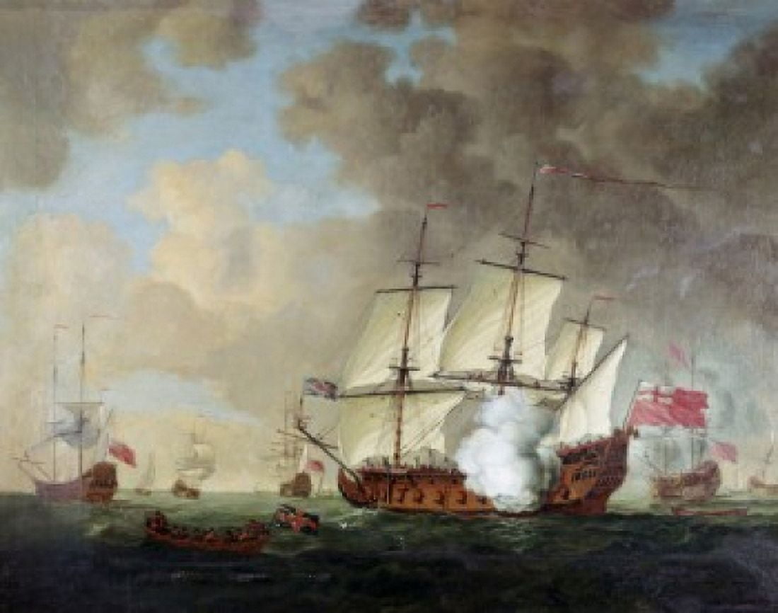 British Men-O War on the Open Sea John Thomas Serres (1759-1825British) Canvas Art - John Thomas Serres (18 x 24)