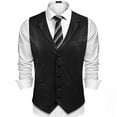 thumbnail image 1 of British Men's Slim PU Leather Vest Turn Down Collar Single Breasted Waistcoat, 1 of 4