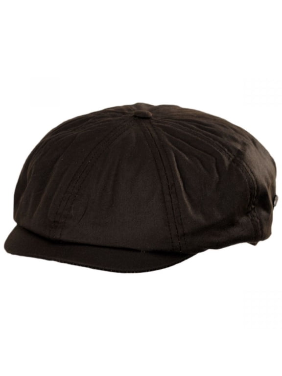 British Millerain Wax Cotton Newsboy Cap - L - Brown
