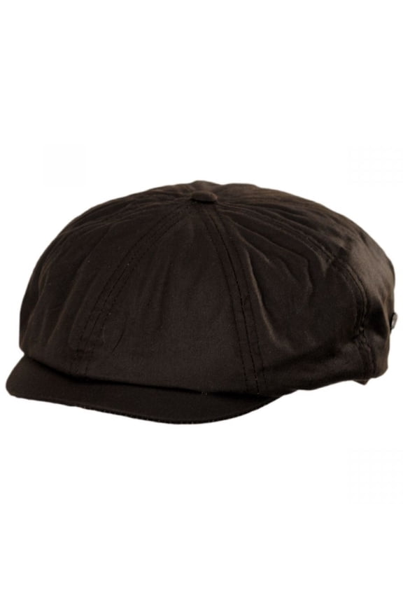 British Millerain Wax Cotton Newsboy Cap - L - Brown