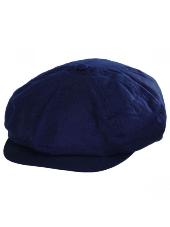 British Millerain Wax Cotton Newsboy Cap - L - Navy Blue
