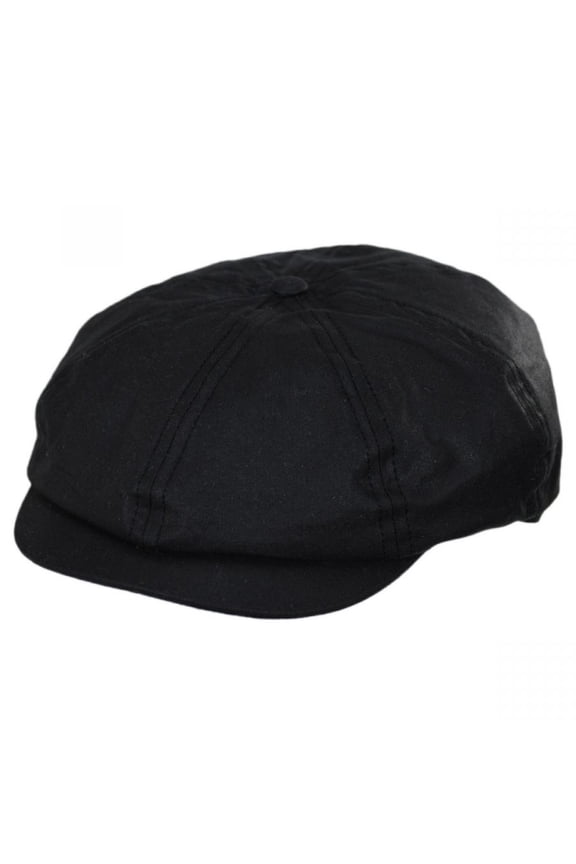 British Millerain Wax Cotton Newsboy Cap - M - Black