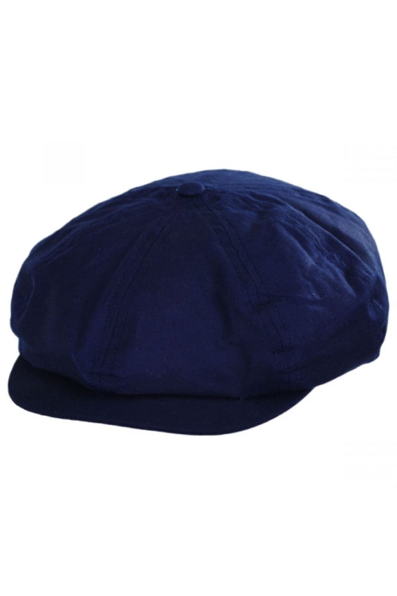 British Millerain Wax Cotton Newsboy Cap - M - Navy Blue