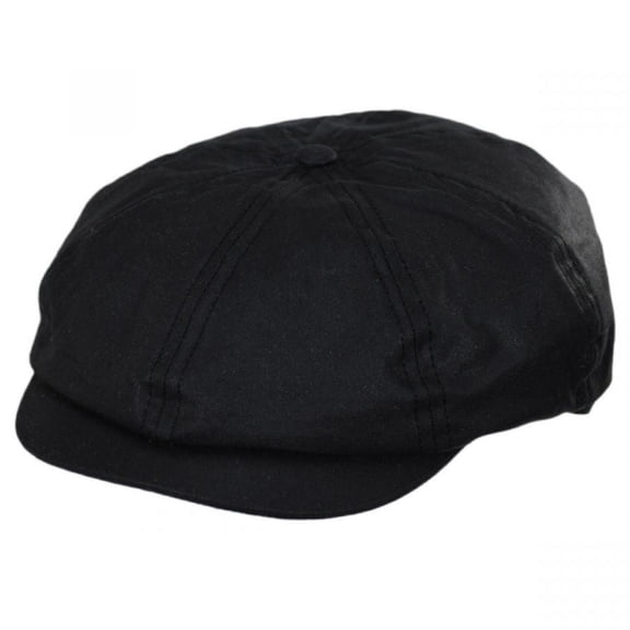 British Millerain Wax Cotton Newsboy Cap - S - Black