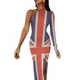 British Mod Union Jack Design Half Dleeve Split Dress prom clothes