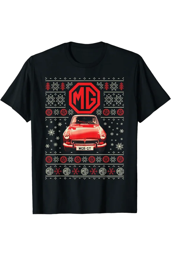 British Motor Heritage MG MGB GT Christmas Knit Pattern T-Shirt, Vintage Birthday Gift