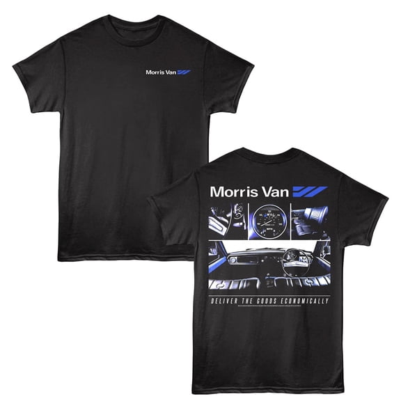British Motor Heritage - Morris Van - American Classics - 2-Sided Print Black Adult Short Sleeve T-Shirt