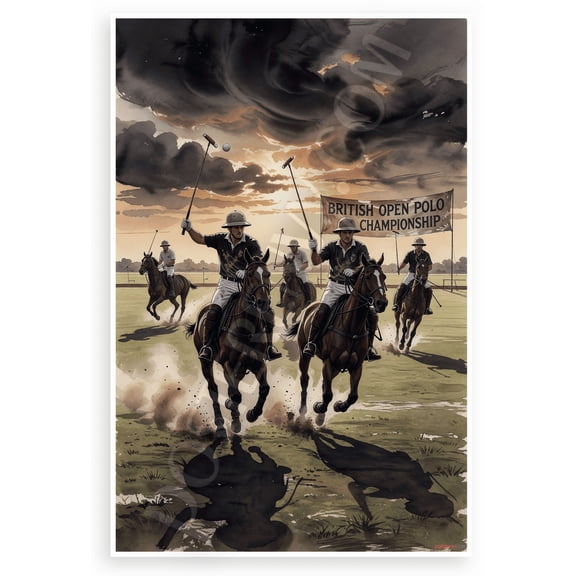 British Open Polo Championship Polo Players Action 12x18 US Made Poster
