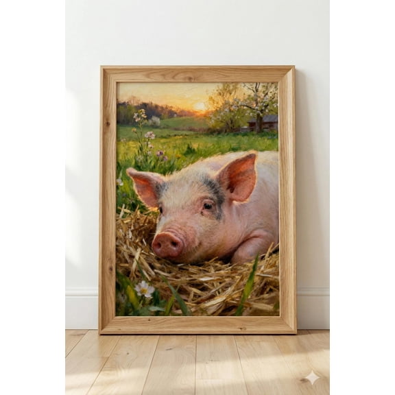 British Piglet Spring Farm Farmhouse Graphic Poster Unframed Paper Print