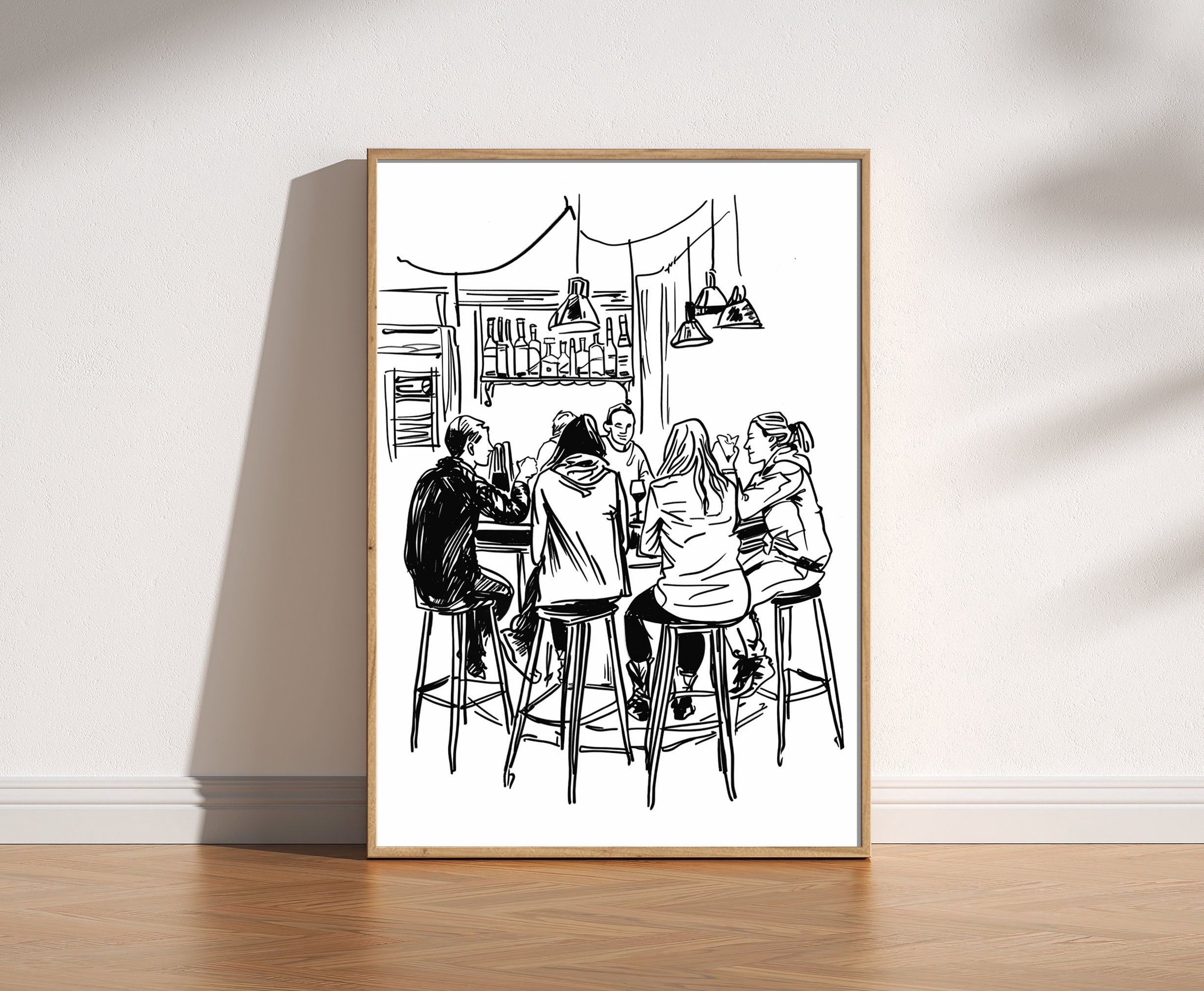 British Pub Doodle Bar Scene Poster , Poster Print Only - Walmart.com