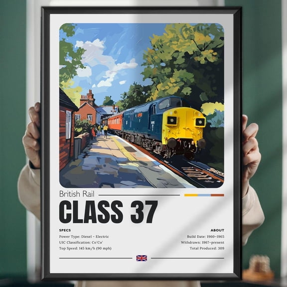 British Rail Class 37, Print, Wall Art, Steam Train, Locomotive, Railway UNFRAMED PAPER POSTER, Home Decor, Vintage Gift, Living Room Dercor