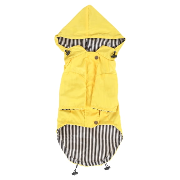 British Retro Thick Dog Raincoat, Waterproof Dog Hooded Jacket, Yellow, Size L