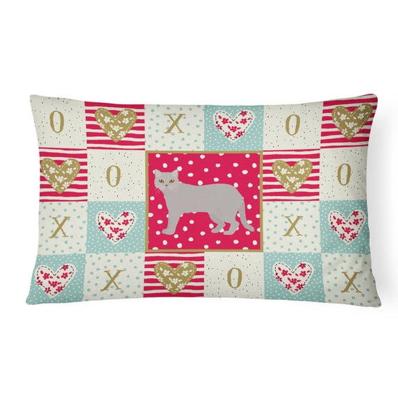 British Semi Longhair Cat Love Canvas Fabric Decorative Pillow Red