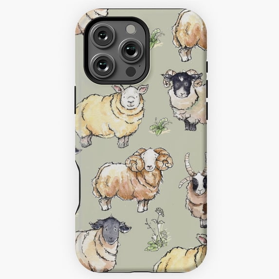 Sheep Case British Sheep Farm Animal Art Style iPhone Case 17 16 15 14 13 12 11 ...