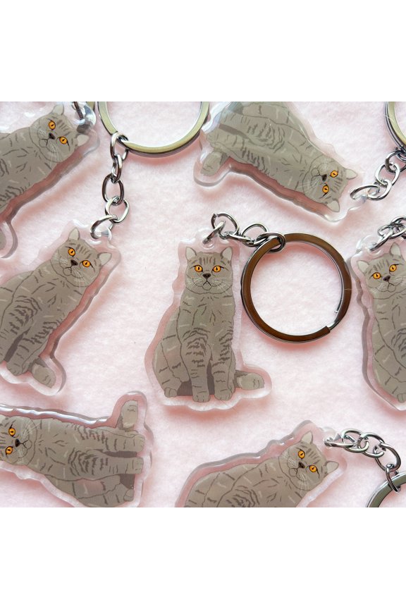 British ShortHair Keychain, Acrylic Keychain, Cat Keychain, Original Artwork Keychain (1 keychain)