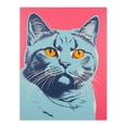 thumbnail image 1 of British Shorthair Cat Blue On Coral Pink Bold Vibrant Screen Print Risograph Artwork Spot Block Colour Duotone Retro Riso Interior Design Extra Large XL Wall Art Poster Print, 1 of 5