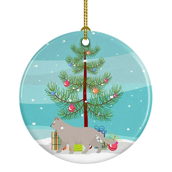 British Shorthair #2 Cat Merry Christmas Ceramic Ornament 2.8 in x 2.8 in