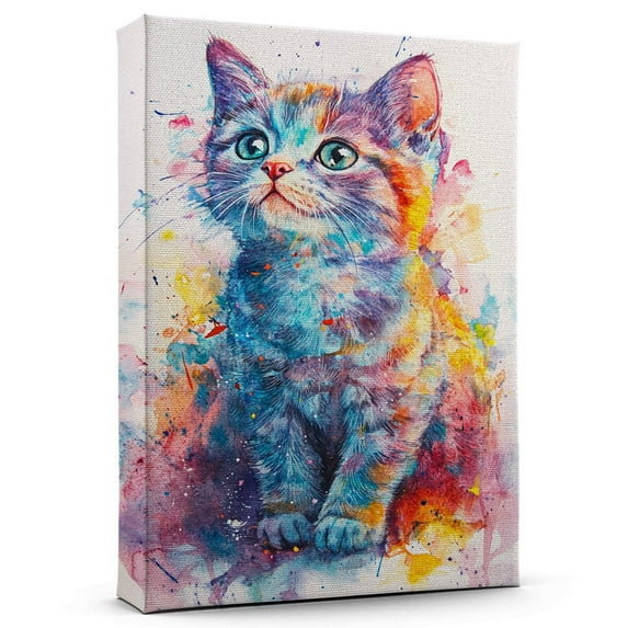 British Shorthair Cat Red Canvas Wall Art Animal Decor, British Shorthair Cat Red Canvas Prints Wild Animal Artwork for Living Room Bedroom Office 190HD107