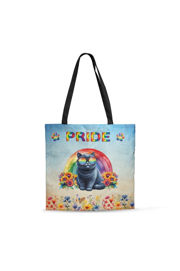 British Shorthair Celebrates Rainbow Pride Month LGBT LGBTQ+ All Over Print 3D Canvas Tote Bag Cat Lover Kitten Owner Gifts Reusable Handbag - 01003