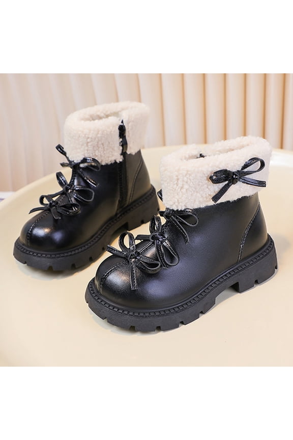 British- Snow Boots For Girls With Side Zipper, Ruffle Detailing, And Padded Interior