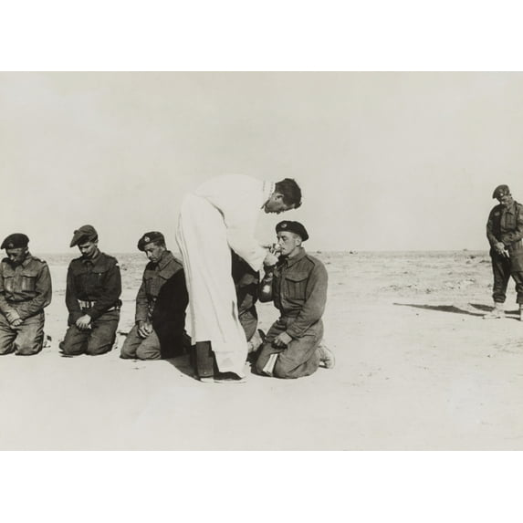 British Soldiers Receive Holy Communion In The Western Desert History (36 x 24)