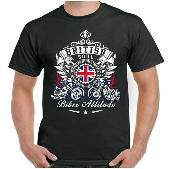 British Soul Biker Motorcycle Attitude Road Life Unisex T-Shirt, up to size 5XL