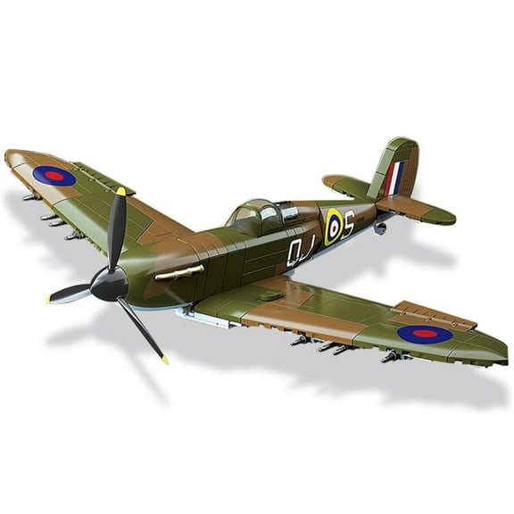 General Jims Toys & Bricks WWII British Spitfire Plane, Military Building Blocks Hobby Model