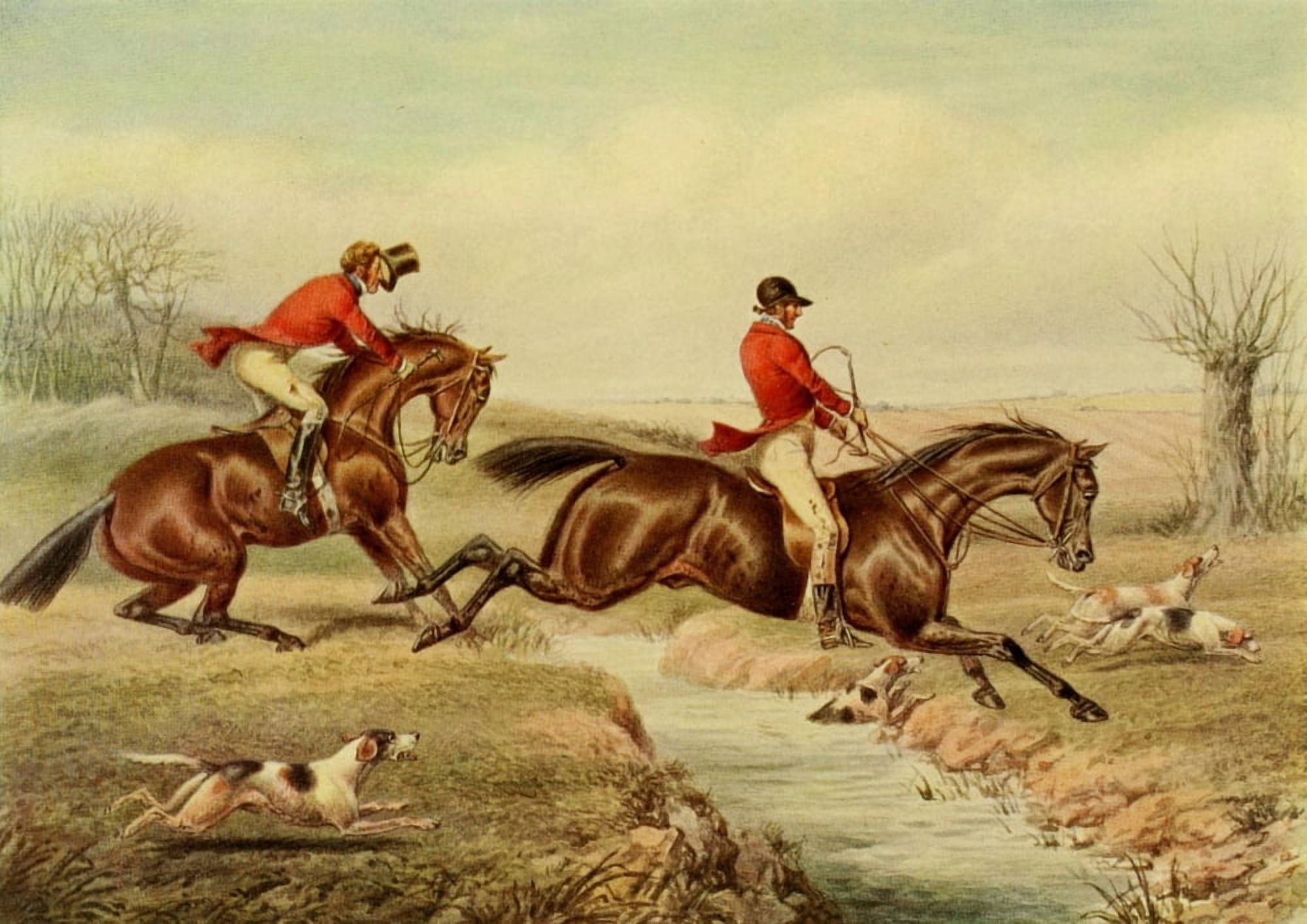 British Sporting Prints 1922 Jumping the Brook Canvas Art - Henry Alken (18 x 24)