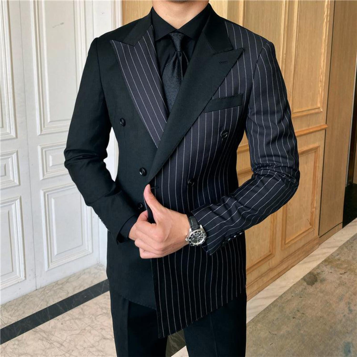 British Striped Double Breasted Suit Men - Walmart.com