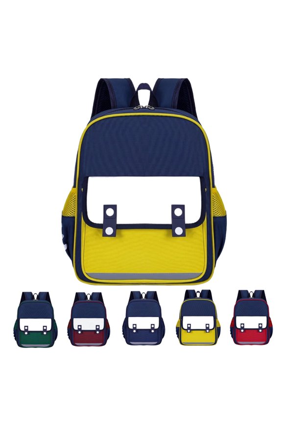 British Style Color Block Kids School Backpack, Water Resistant Oxford Fabric Kids School Bag with Breathable Back Padding, Multi-Pocket Lightweight Bookbag for Boys Girls Daily School Outdoor Travel