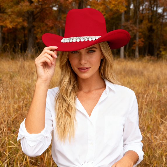 British Style Cowboy Hat For Elegant Wide Brim Western Rancher Headwear With Classic Embellishment For Fashionable Outdoors And Special Events