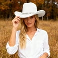 thumbnail image 1 of British Style Cowboy Hat For Elegant Wide Brim Western Rancher Headwear With Classic Embellishment For Fashionable Outdoors And Special Events, 1 of 6