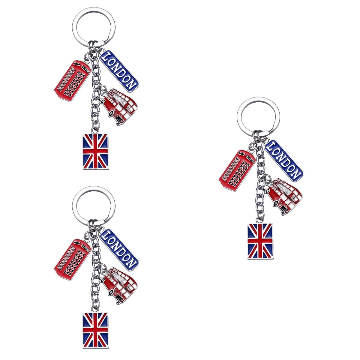 British Style Keyring 3 Pieces Metal Chain Union Jack Ringkey Flag ...
