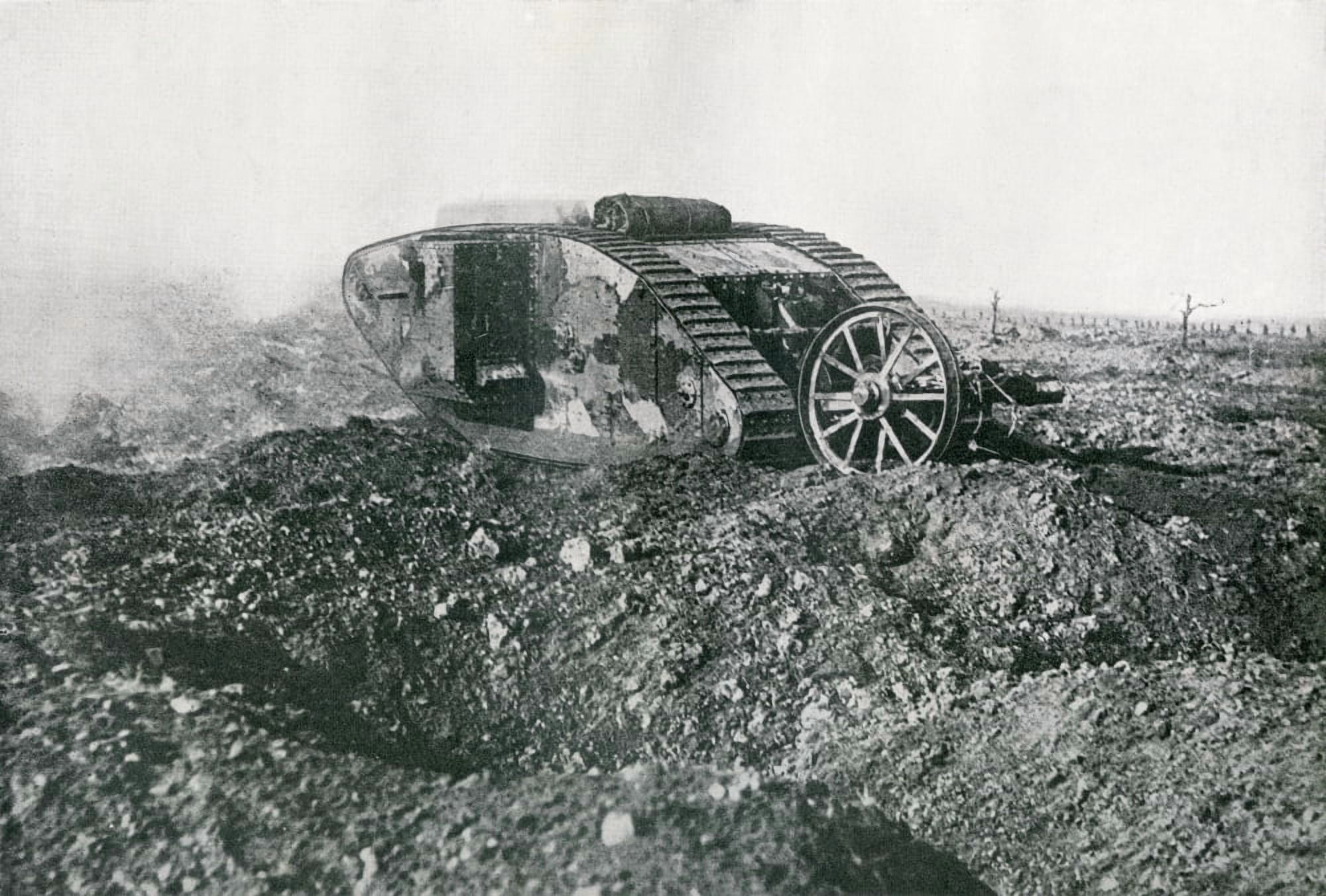 A British Tank In Action On The Western Front During The First World War From The Year 1917 Illustrated Published London 1918 Canvas Art - Ken Welsh Design Pics (36 x 24)
